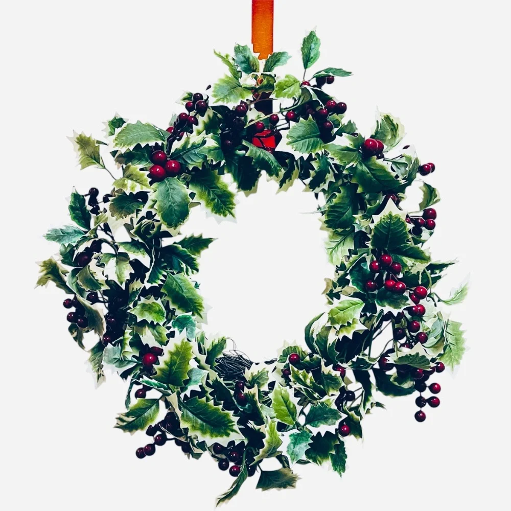 Christmas Hollyberry 18” Wreath Red Berries Holiday Front Door Decor NWOT
